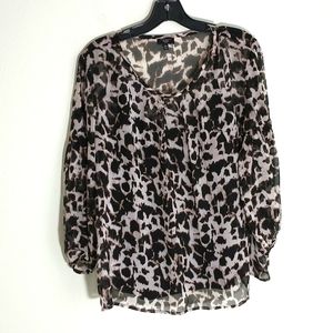 Talbots Chiffon and Silk 2 pc Animal print blouse and tank top, sz 16P